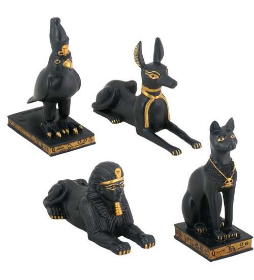 Egyptian Animal God 4 Piece Statue Set